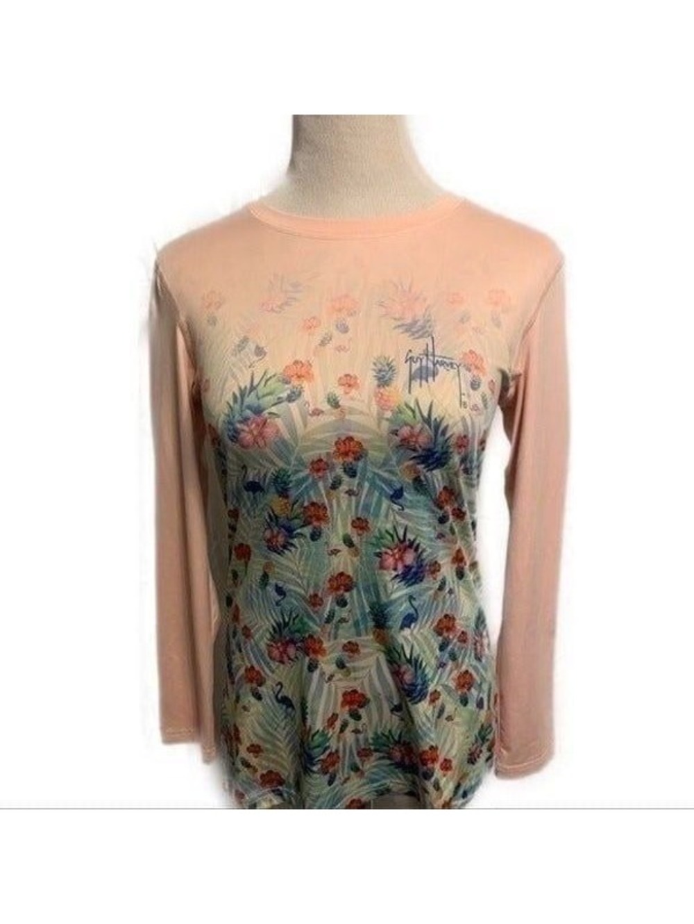 Guy Harvey Floral Long Sleeve Top Sz S